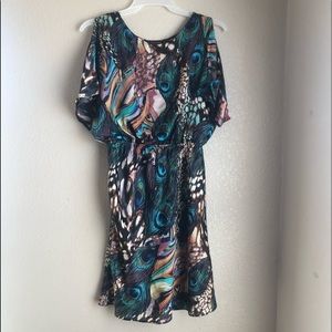 SIGNATURE by ROBBIE BEE dress. Peacock 🦚 pattern